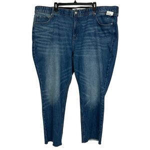 Old Navy Women’s Blue Jeans Sz 26 High Rise Straight Distress 2” Elastic Waist